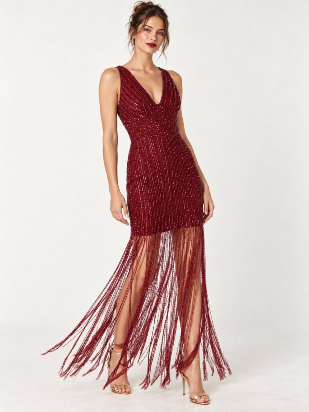 ADRIANNA PAPELL Ruby Illusion Embellished Mesh Dress $349 MSRP NEW NWT